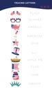 Tracing worksheet with Fourth July theme Royalty Free Stock Photo