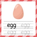 Tracing worksheet with the word - Egg. Learning material or flashcard for kids