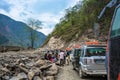Forced stop on mountain road 9 April 2018 track around Annapurna
