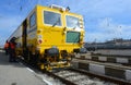 Track construction train on Railway Station in Sofia, Bulgaria Nov 25, 2014