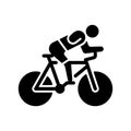 Track cycling black glyph icon