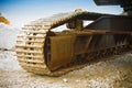 Track detail of an excavator machine Royalty Free Stock Photo