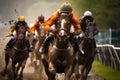 Track drama The thrilling spectacle of a horse race capturing the speed and competition