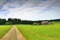 Track and farm at Cartmel Royalty Free Stock Photo