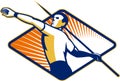 Track and Field Athlete Javelin Throw Retro