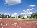 Track and field stadium overview. Royalty Free Stock Photo