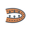 Color illustration icon for Track, bending roads and transport