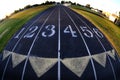 Track Lanes Race Racing Run Running Fisheye Lens Round with Numbers Royalty Free Stock Photo