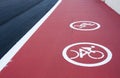 Track for roller skating and cycling with a painted sign