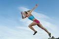 Track runner bursts off starting block Royalty Free Stock Photo