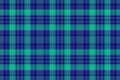 Track seamless plaid check, printout fabric vector background. Herringbone pattern texture tartan textile in blue and teal colors Royalty Free Stock Photo