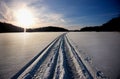 Track of snow mobile Royalty Free Stock Photo