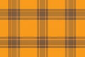 Track textile check tartan, hotel plaid vector pattern. Back to school background seamless fabric texture in orange and bright