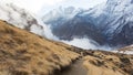 Track to Annapurna Base Camp, Annapurna Conservation Area, Himalaya, Nepal. Royalty Free Stock Photo