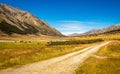 A track in the upper Ahuriri River valley on a sunny summers day Royalty Free Stock Photo