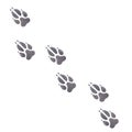 Track of wolf, fox, dog. Animal footprint. Gray paw print. Hand drawn watercolor illustration isolated on white Royalty Free Stock Photo