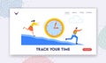 Track your Time Landing Page Template. Deadline, Stress, Working Productivity, Time Management Concept Royalty Free Stock Photo