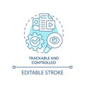 Trackable and controlled turquoise concept icon