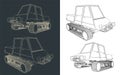 Tracked All-terrain vehicle drawings Royalty Free Stock Photo