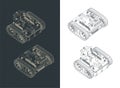 Tracked Robot Isometric Drawings Royalty Free Stock Photo