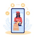 Tracking delivery on mobile flat concept vector illustration