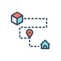 Color illustration icon for Tracking, parcel and delivery
