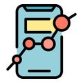Tracking market phone icon color outline vector