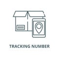 Tracking number vector line icon, linear concept, outline sign, symbol