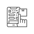 Tracking parcel in application, delivery app line icon. Royalty Free Stock Photo