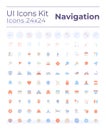 Tracking real time location flat color ui icons set