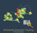 Tracking shipment worldwide search shipping 3d isometric vector