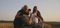 Soldier and family enjoying afternoon on a meadow