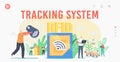 Tracking System Landing Page Template. Rfid, Radio Frequency Identification Tag Technology. Tiny Electromagnetic Track