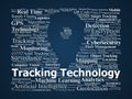 Tracking Technology Word Cloud. Concepts In GPS, AI, Monitoring, Data And IoT Royalty Free Stock Photo