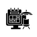 Tracking vacation time black glyph icon