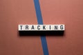 Tracking word concept on cubes Royalty Free Stock Photo