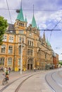 Tracks in front of the historic post office of Braunschweig