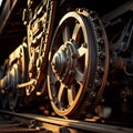 Tracks of History: A Close-Up Detail Shot of Vintage Train Wheels Royalty Free Stock Photo