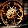 Tracks of History: A Close-Up Detail Shot of Vintage Train Wheels Royalty Free Stock Photo