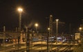 Tracks and lights in Veseli nad Luznici station Royalty Free Stock Photo