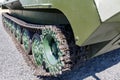 Tracks of the modern armored fighting vehicle close-up Royalty Free Stock Photo