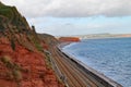 Tracks near the West Coast mainline station at Dawlish in Devon taken at the time of the repair works due to the collapse of the Royalty Free Stock Photo