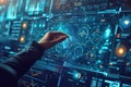 Tracks person during cyberattack by hacker cyber criminal on monitor
