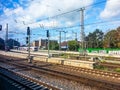 Tracks and platform of Bremen railway station, Bremen, Germany Royalty Free Stock Photo