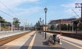 The tracks and the platform of Gdansk Glowny, the main train station, Poland.