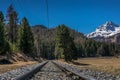 Tracks of the Raetian Railways leading to the mountains - 2 Royalty Free Stock Photo
