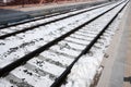 Tracks in the snow-covered station