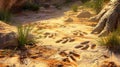 A trackway consisting of both footprints and handprints revealing the bipedal nature of a theropod dinosaur as it walked