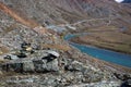 Tract Kalbak-Tash and Chuya Highway in Altai mountains Royalty Free Stock Photo