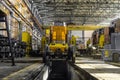 Traction locomotives being serviced at a repair depot